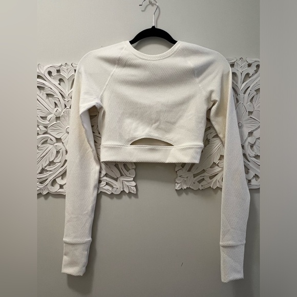 Beach Riot Sport crop top, waffle (White, S) - Picture 2 of 4